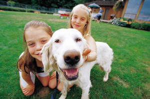 girls with dog