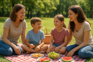 family having picnic