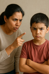 mom and son frustrated