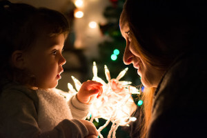 mother and child at holidays